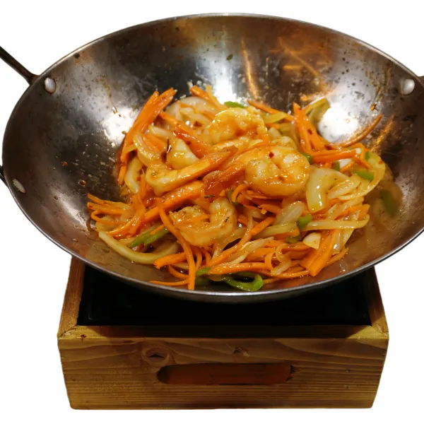 Sartén de gambas picantes